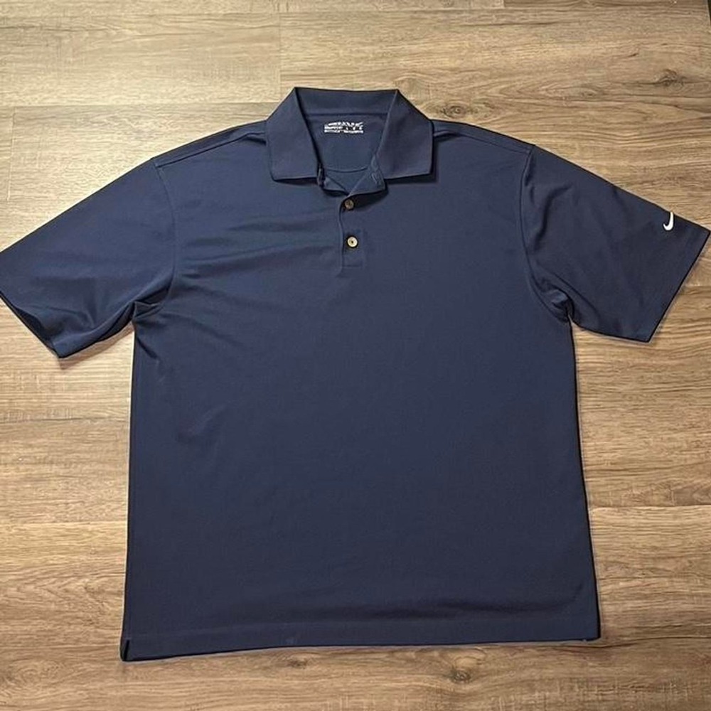 Nike Golf Blue Dri-Fit Retro Sportswear‎ Polo Button Shirt size large